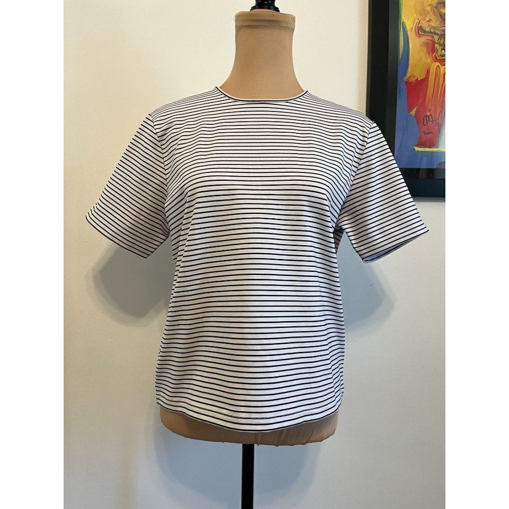 Kasper Short sleeve Large Striped blouse